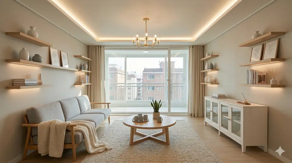 스칸디나비아 스타일 거실 인테리어 예시